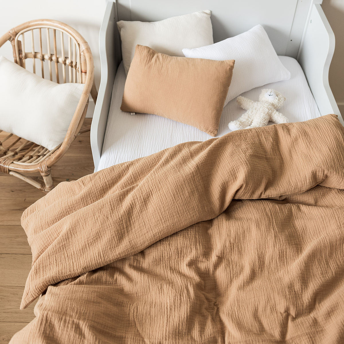 Housse de couette enfant gaze de coton camel