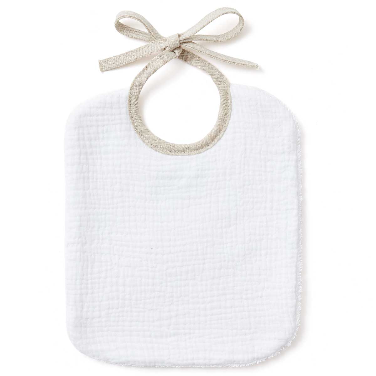 bavoir personnalisable blanc avec biais en lin
