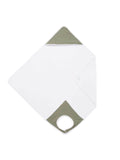 Salvia green baby bath apron, unfolded, with its neck strap