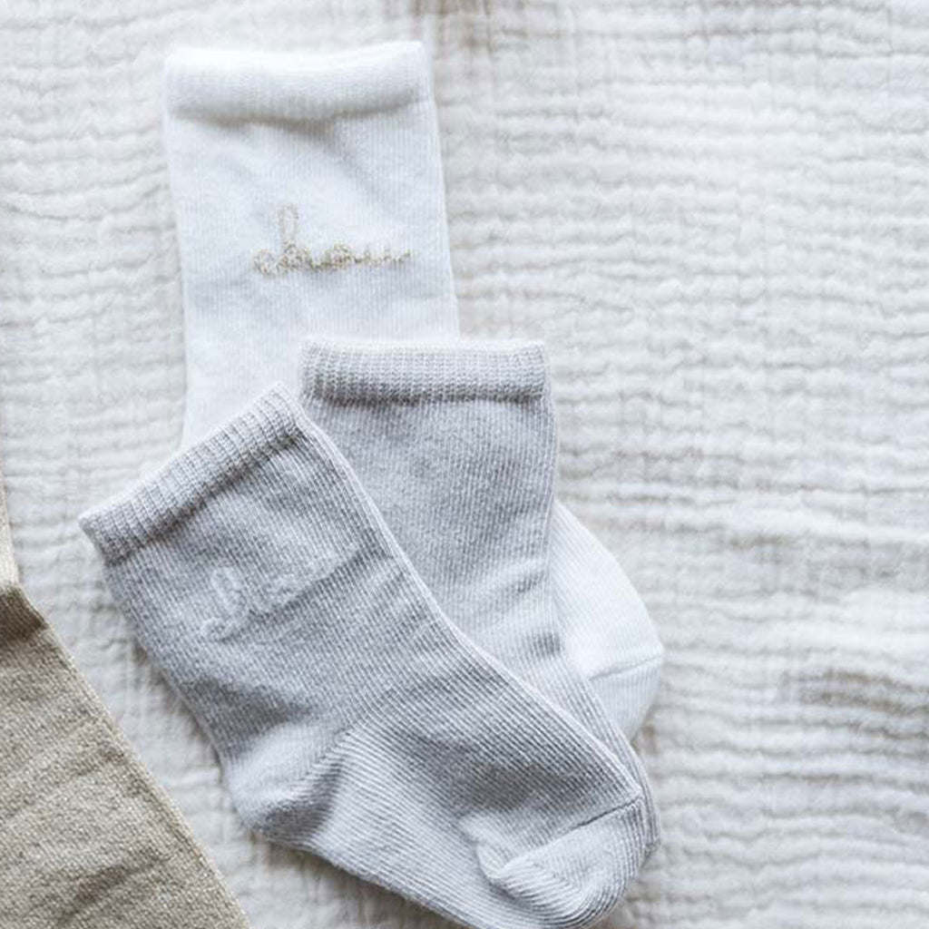 Dirty baby socks "chou" embroidered