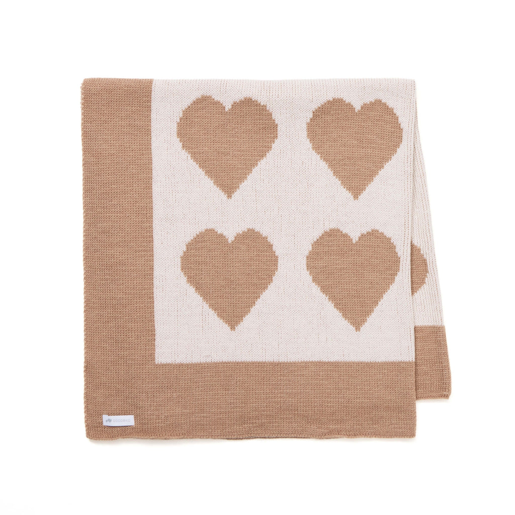 Couverture bébé laine de mérinos coeurs