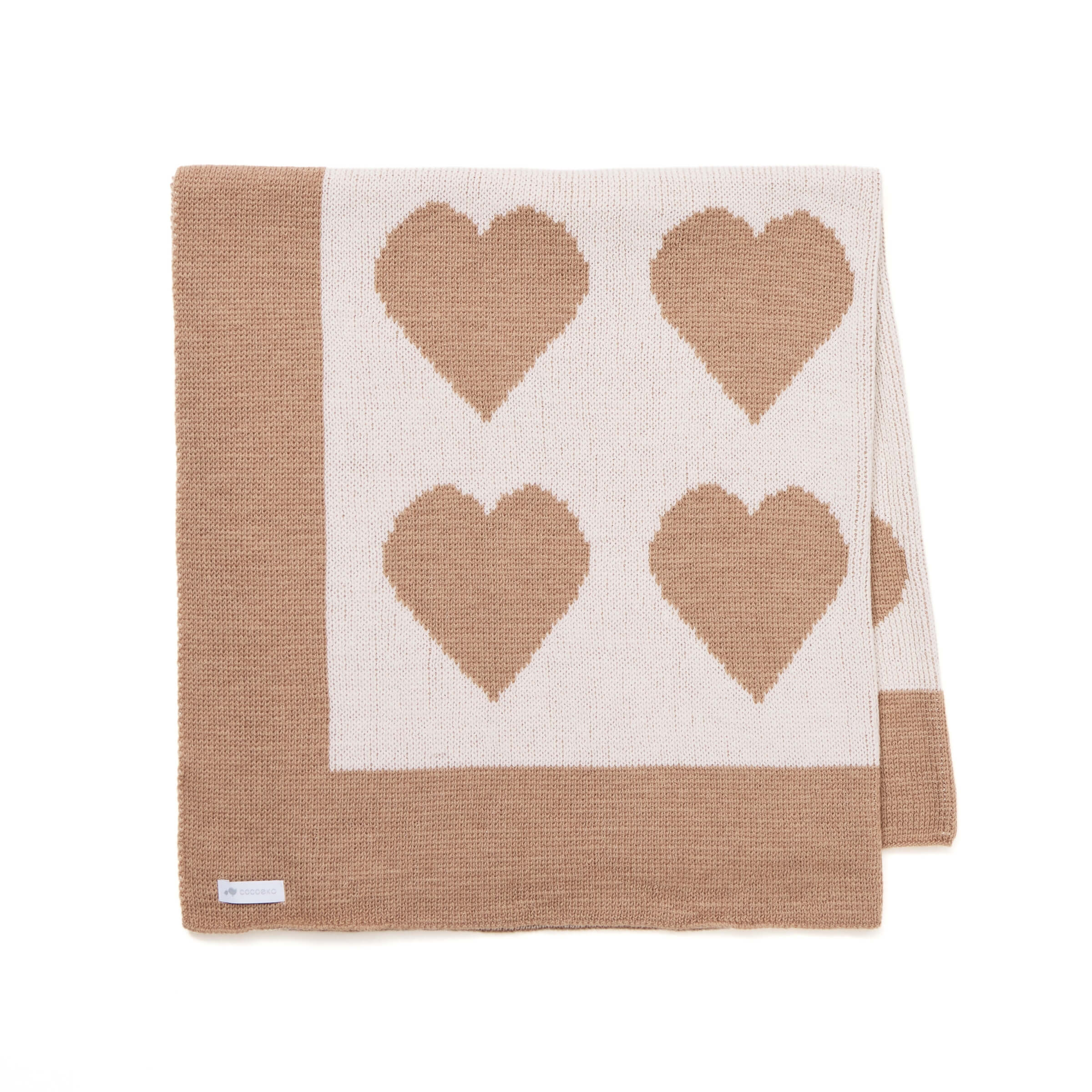 Couverture bébé laine de mérinos coeurs