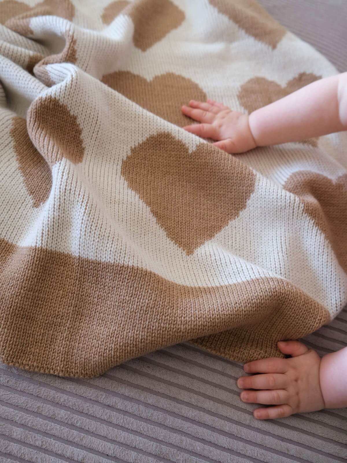 Couverture bébé laine merinos coeur