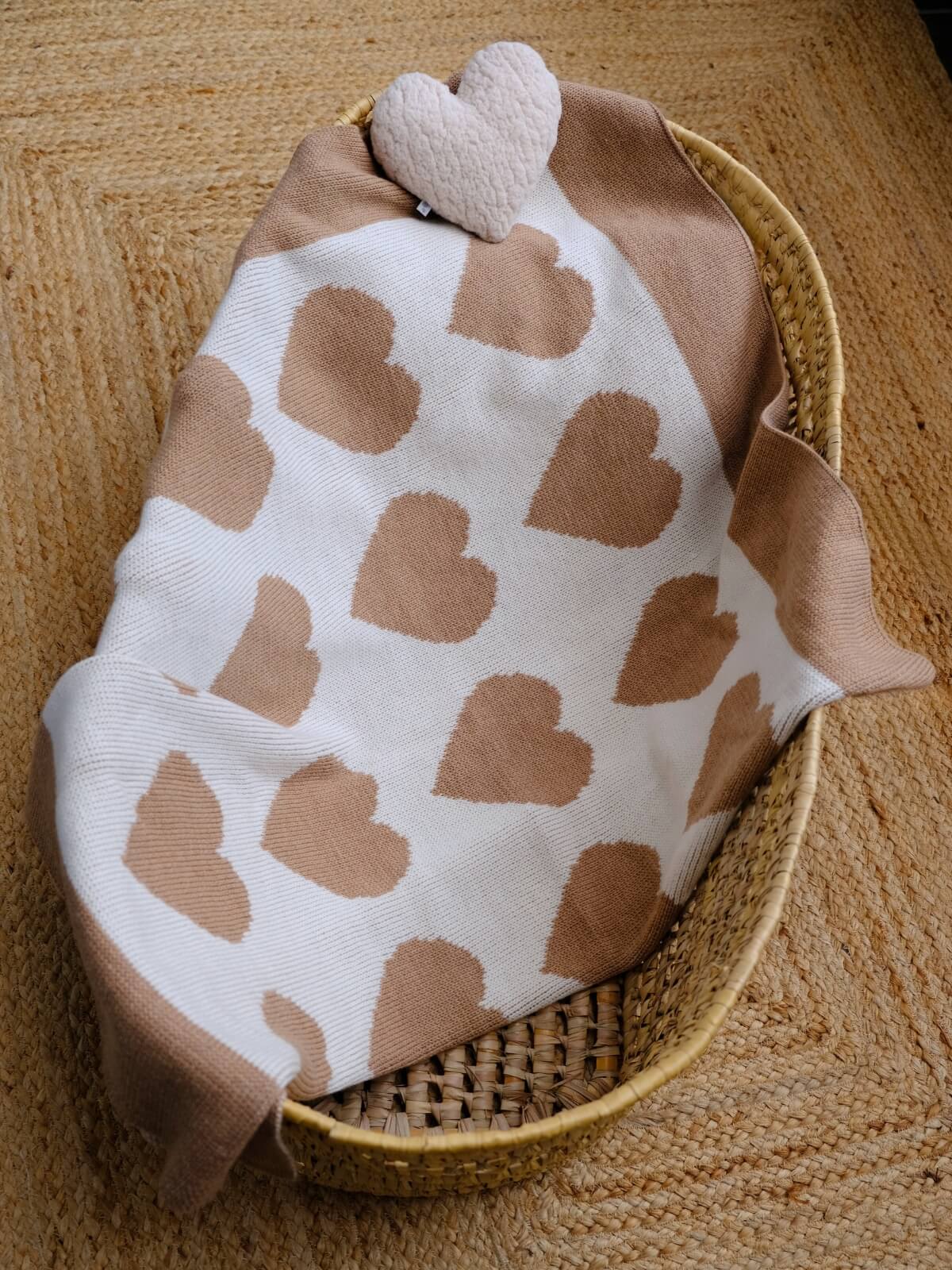 Couverture bébé merinos coeur