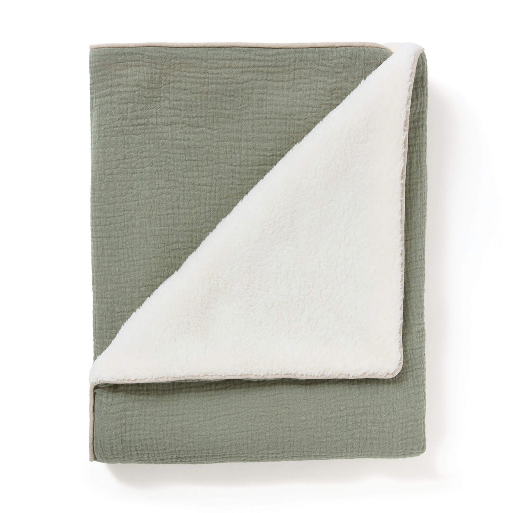 Couverture bébé personnalisée polaire vert sauge