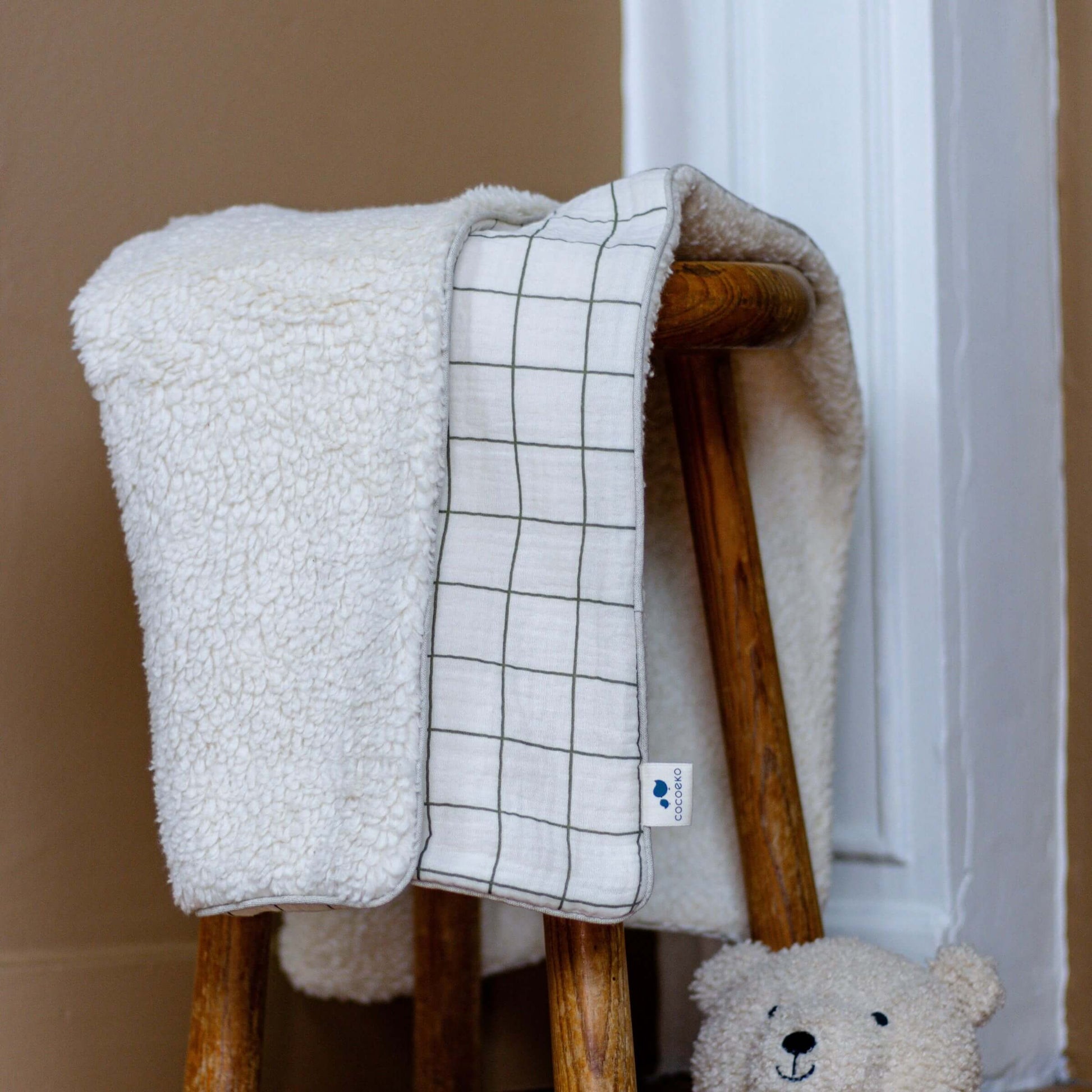 Couverture personnalisée bébé carreau vert