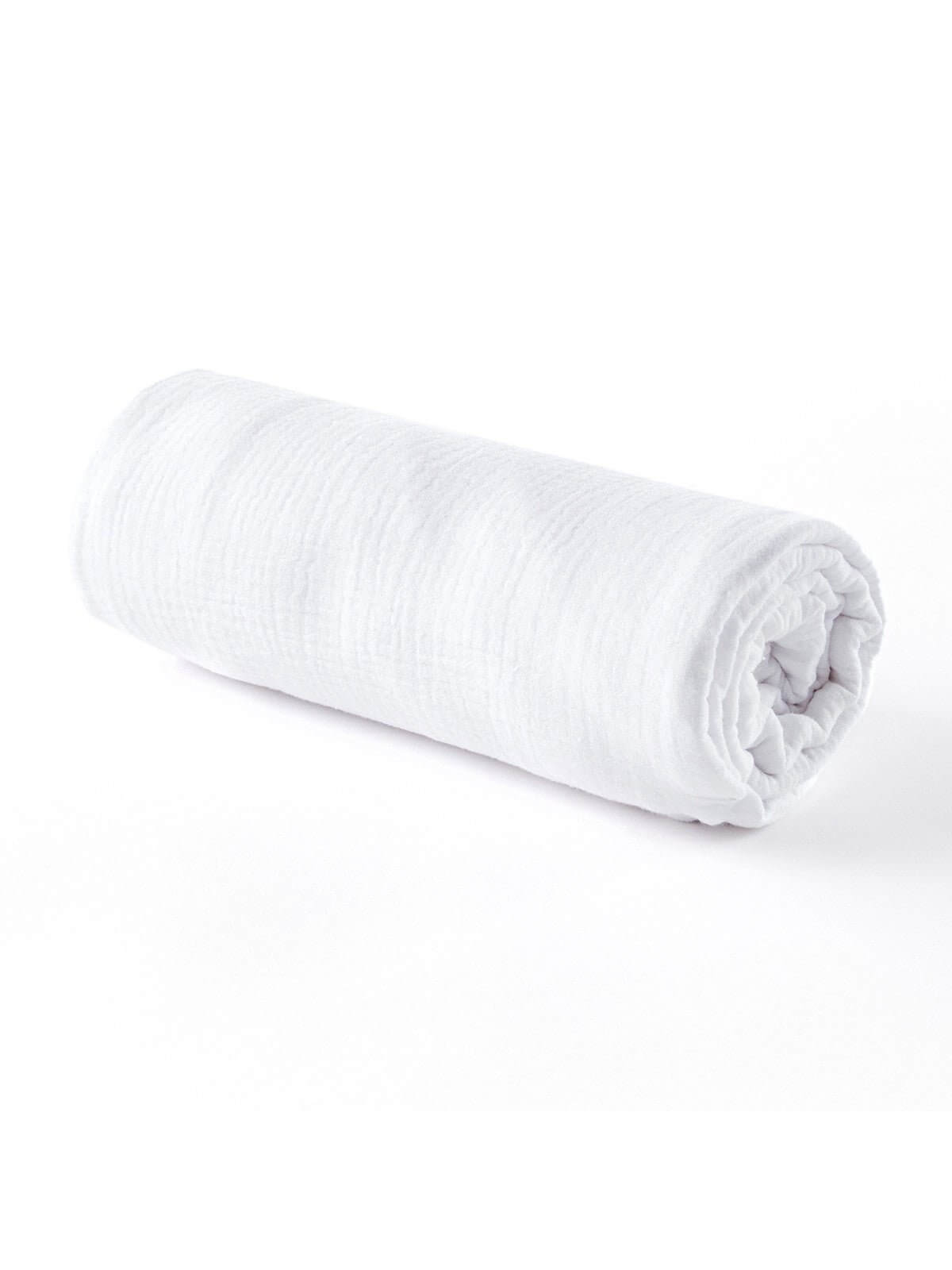Drap housse lit bébé gaze de coton blanc