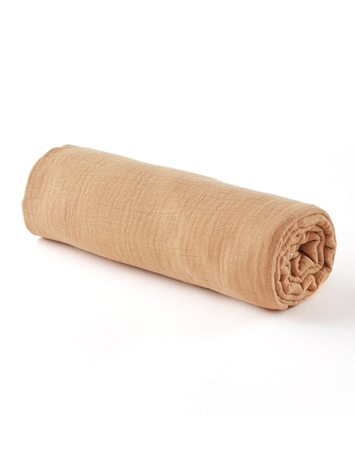 Drap housse lit bébé gaze de coton camel