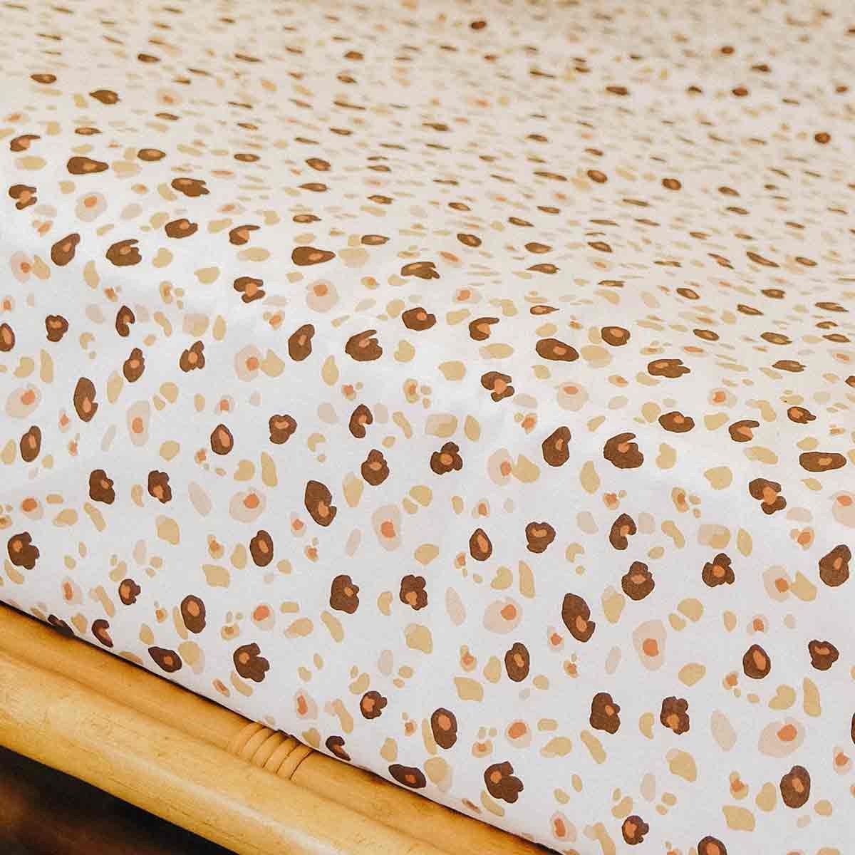 Crib sheet leopard close up