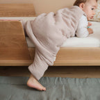 Beige sleeping bag with feet