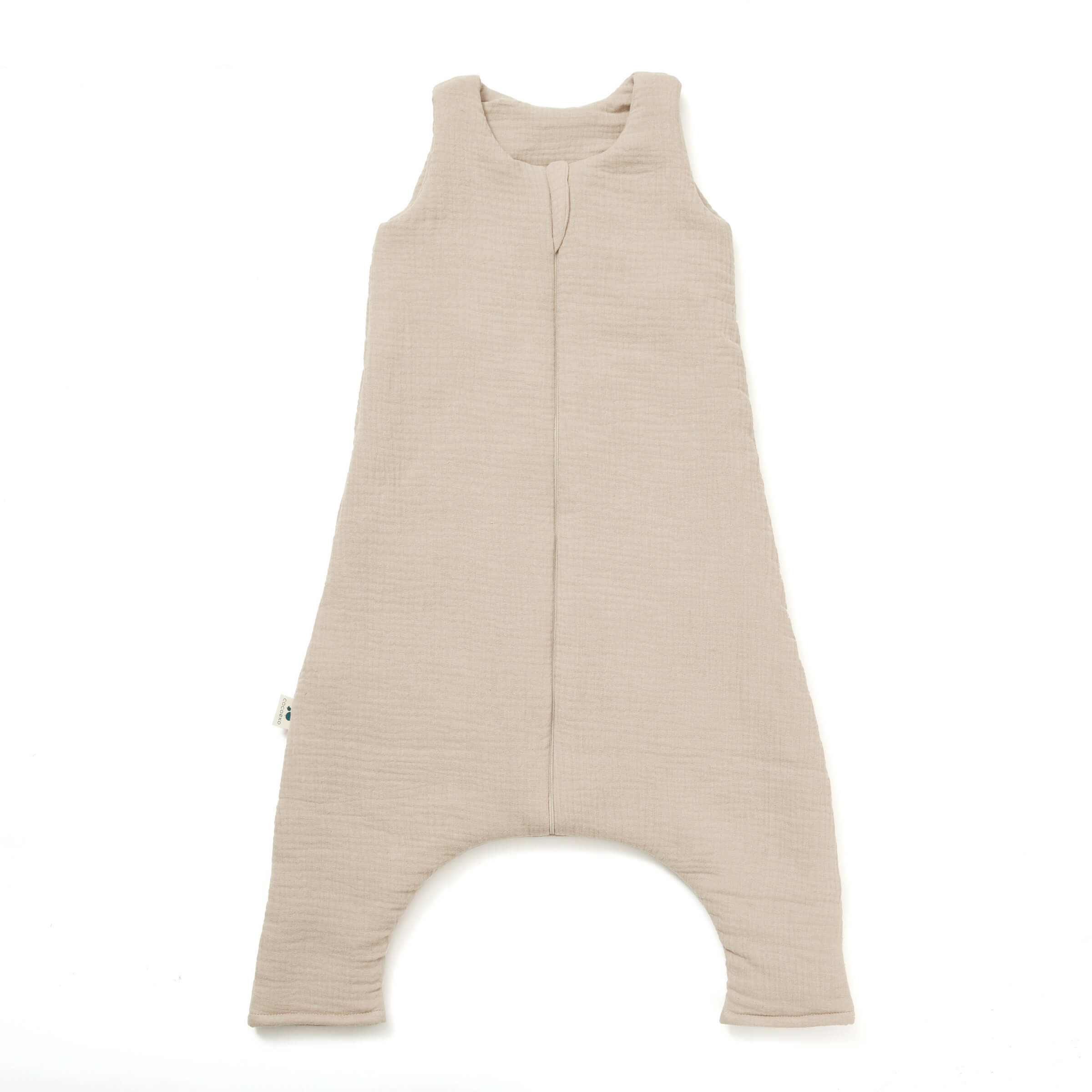 Beige cotton gauze footed sleeping bag