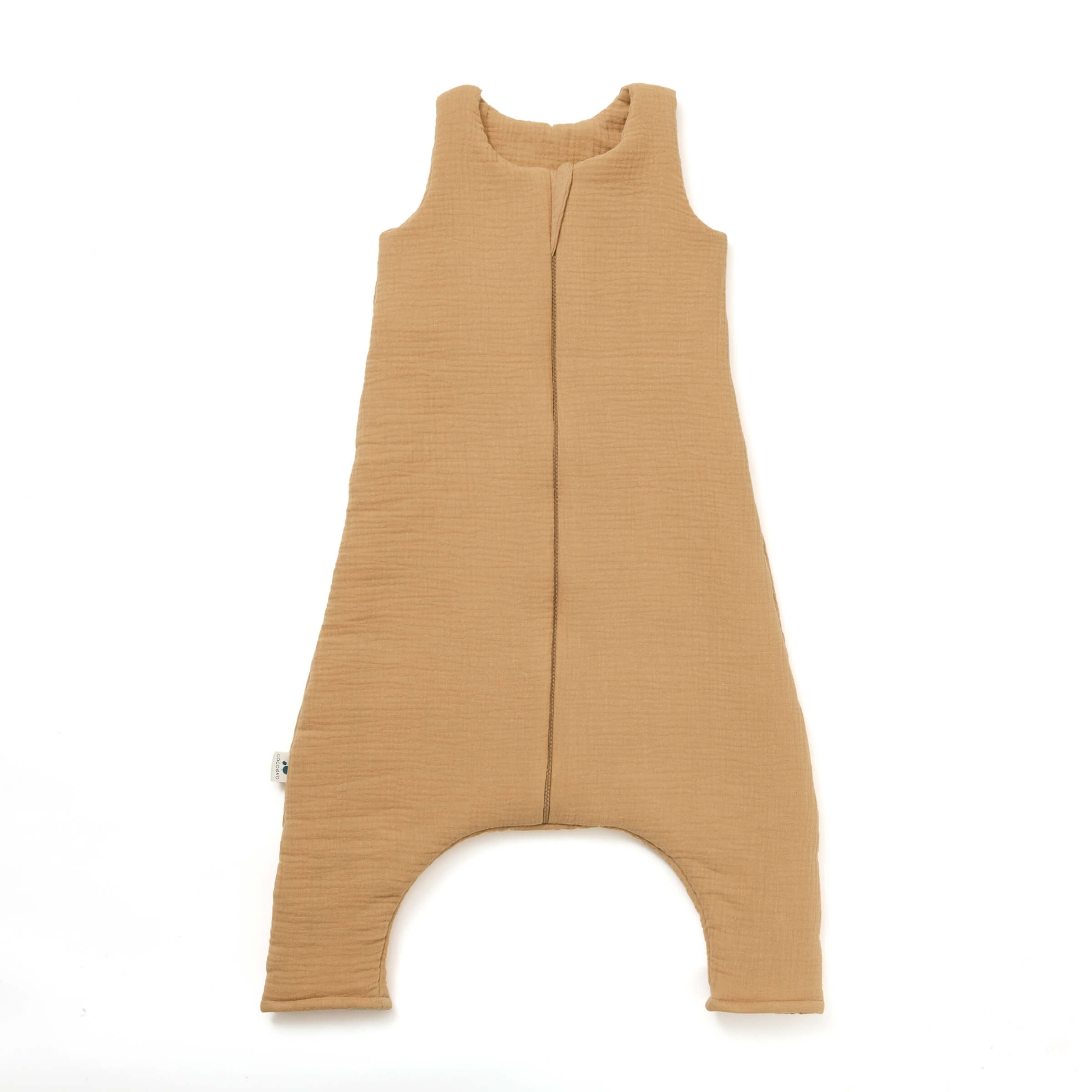 Sleep sack with feet in camel cotton gauze
