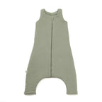 Sleep sack with feet in sage green cotton gauze
