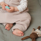 Beige sleeping bag with legs