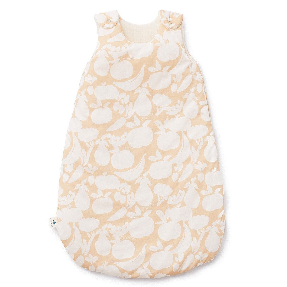 Organic cotton sleeping bag with fruit print tog 2