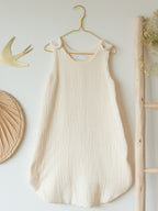 Summer sleeping bag in ecru cotton gauze for the nursery