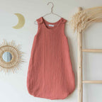 Summer sleeping bag in marsala cotton gauze for the nursery