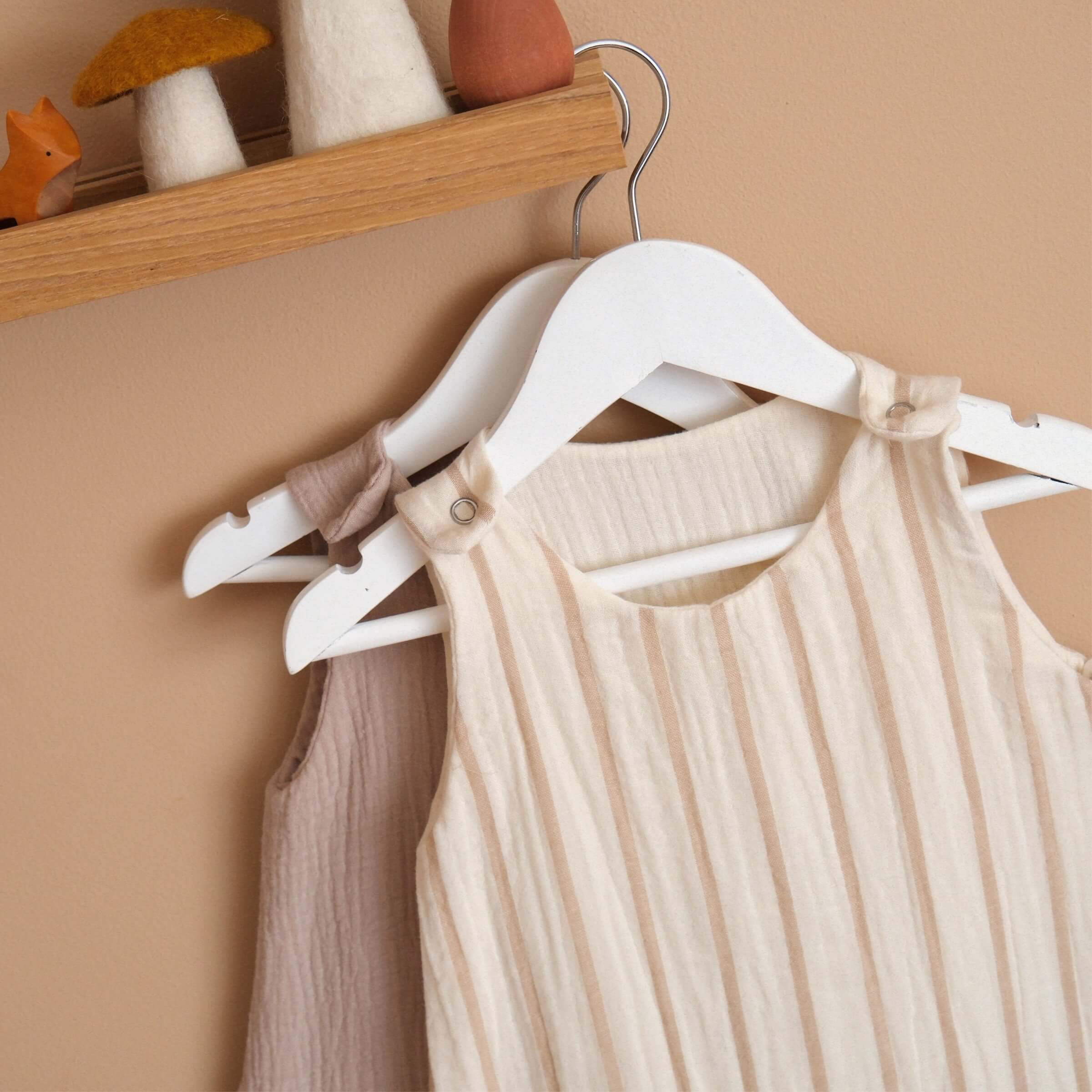 Summer cotton gauze sleeping bag beige stripes ecru