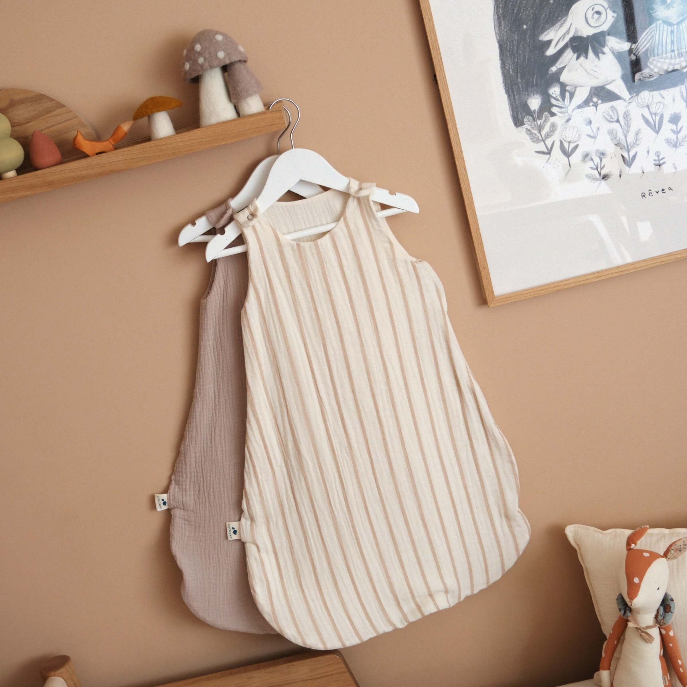sleeping bag cotton gauze tog 1 beige stripes