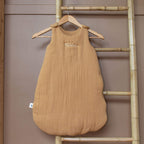 Personalized winter sleeping bag in camel cotton gauze