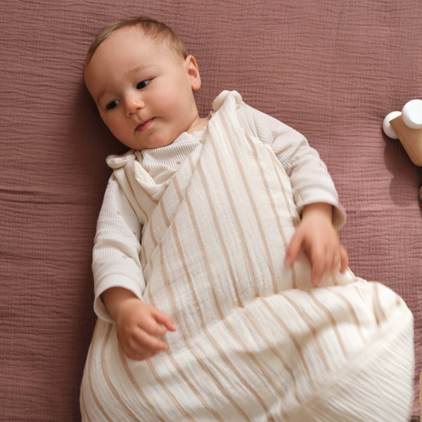 Gigoteuse tog 2 gaze de coton rayures beige