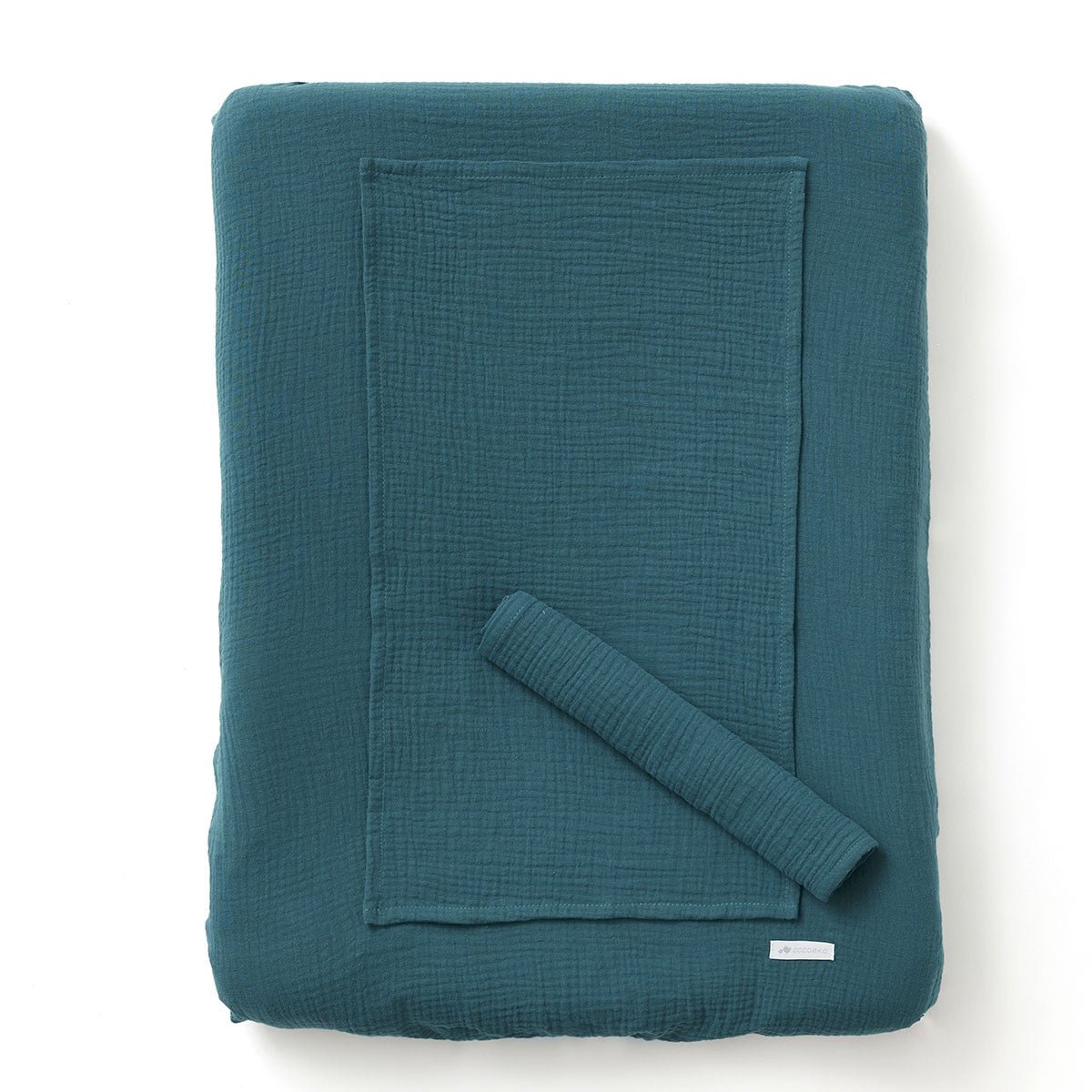 Peacock blue cotton gauze changing mat cover