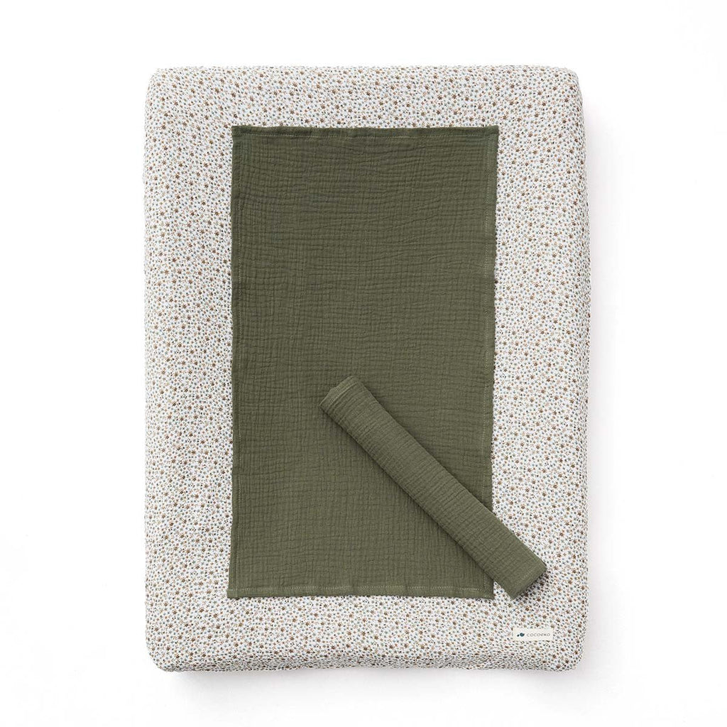 Cotton gauze changing mat cover, fern flowers