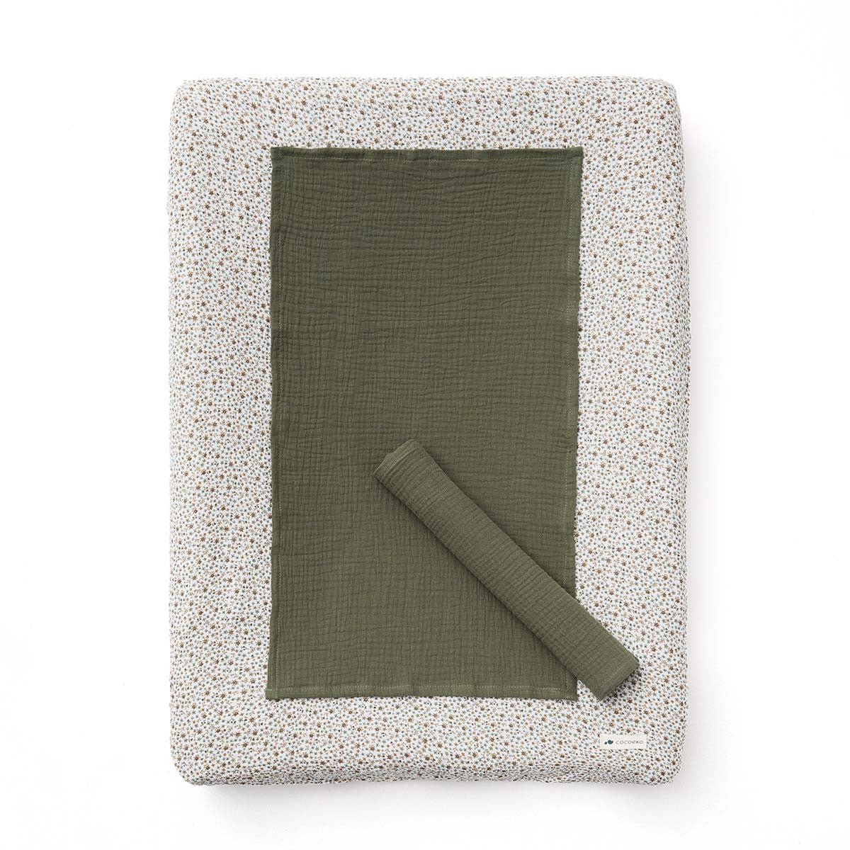Cotton gauze changing mat cover, fern flowers