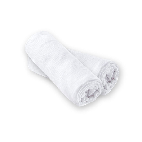 Lot de deux draps-housse blanc