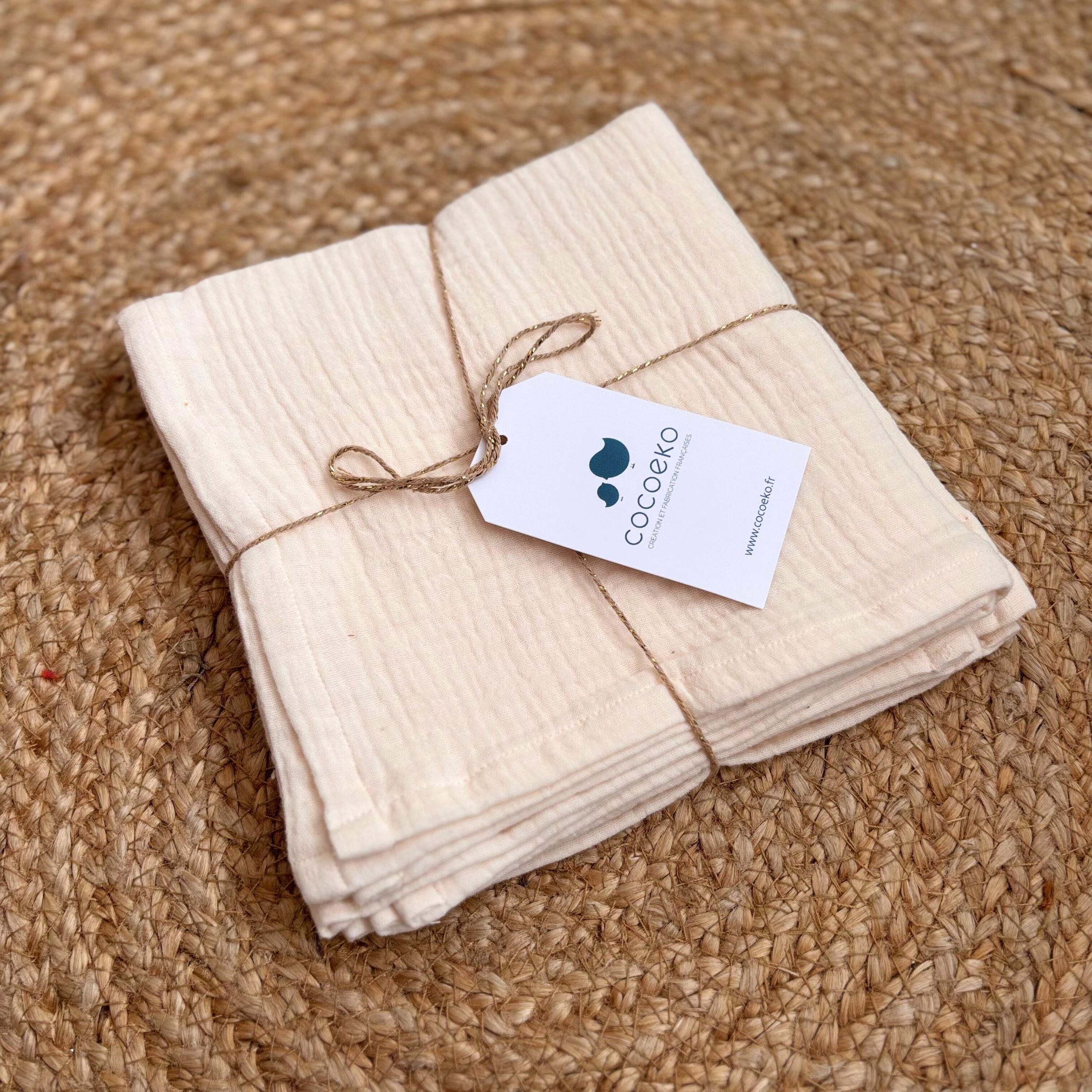 Lot de langes bébé en gaze de coton écru