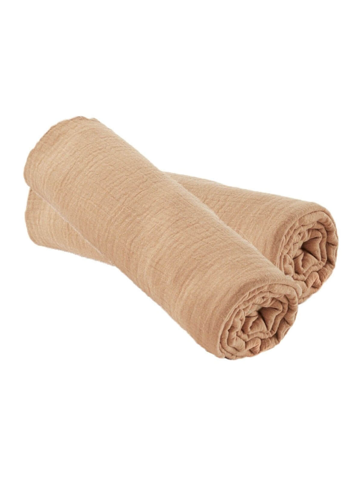 Set of fitted sheets in camel cotton gauze