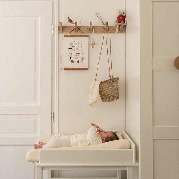 Matelas à langer avec housse en gaze de coton écru