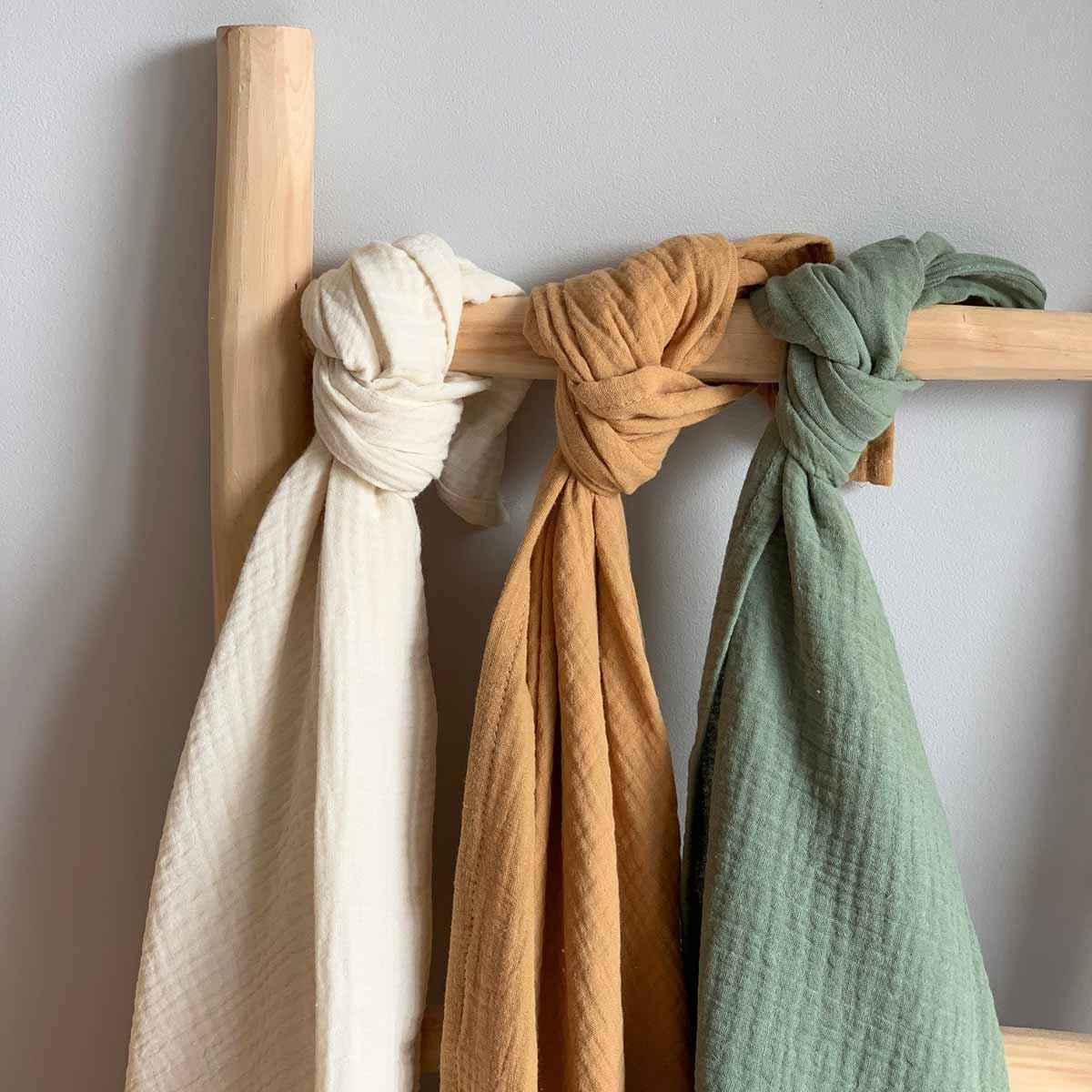 Maxis cotton gauze diapers in various colors