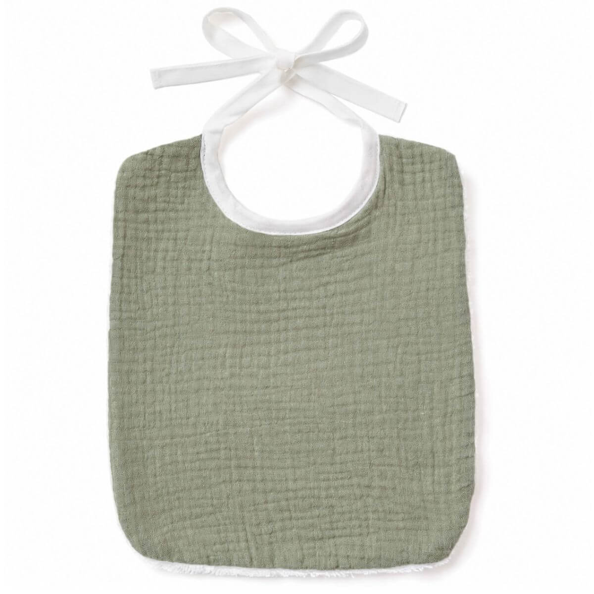 packshot bavoir vert sauge sans broderie