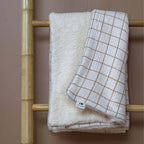 Baby fleece blanket camel check