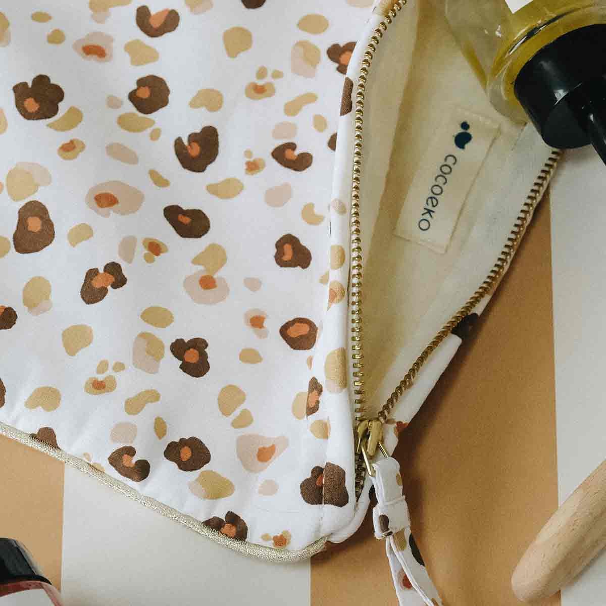 Women's leopard clutch bag close-up