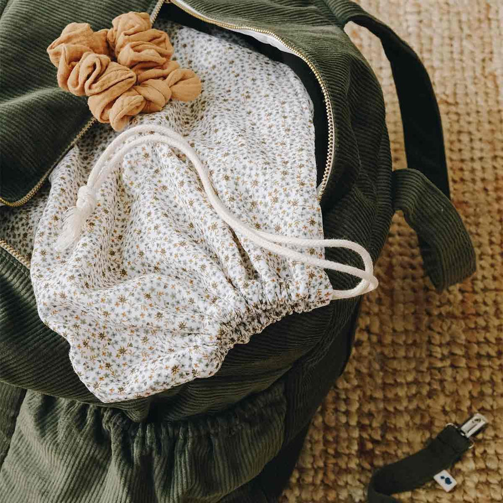 Cotton gauze pouch with fern in velvet diaper bag