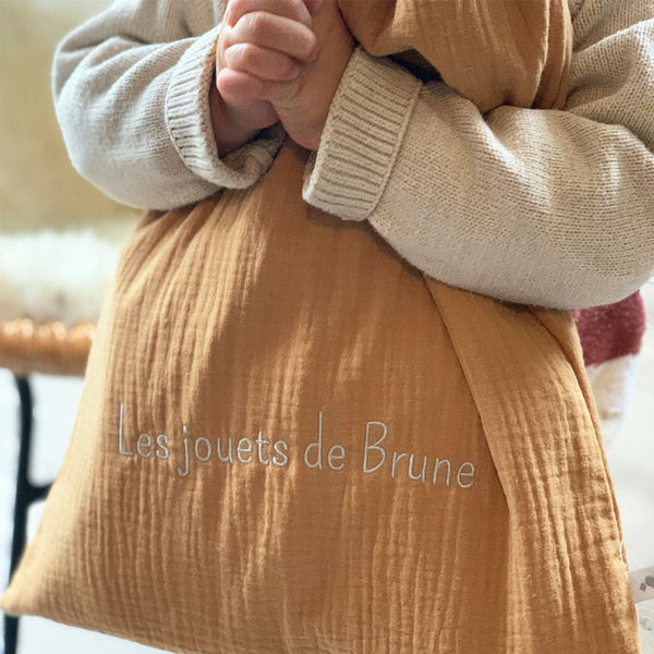 Pochon personnalisé en gaze de coton camel