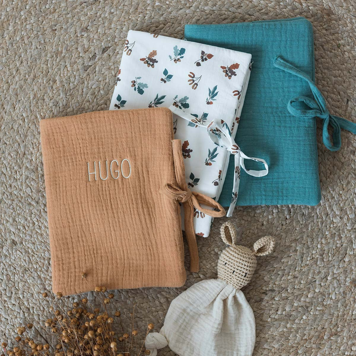 Camel eucalyptus and hazelnut coloured health book covers