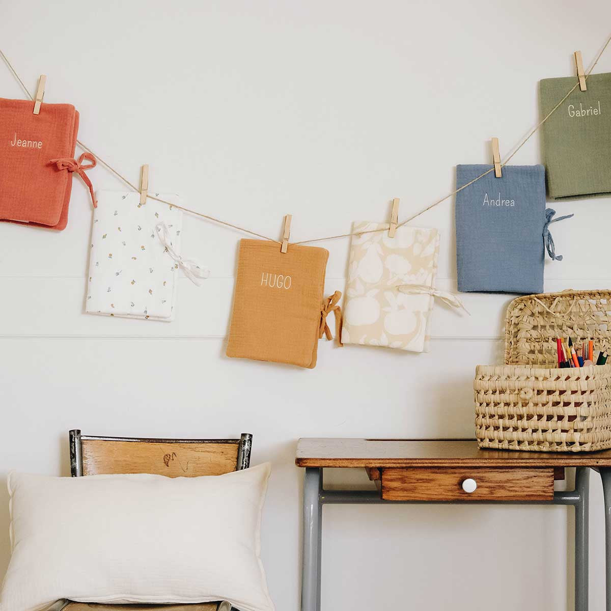 Several embroidered health book covers