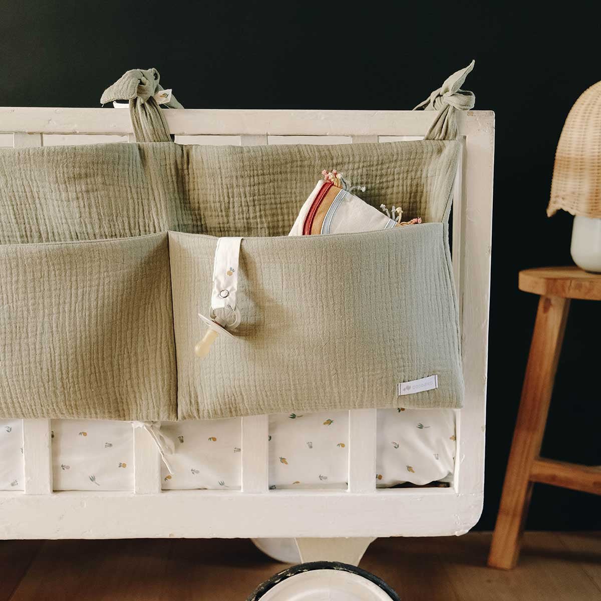 Sage green crib organizer