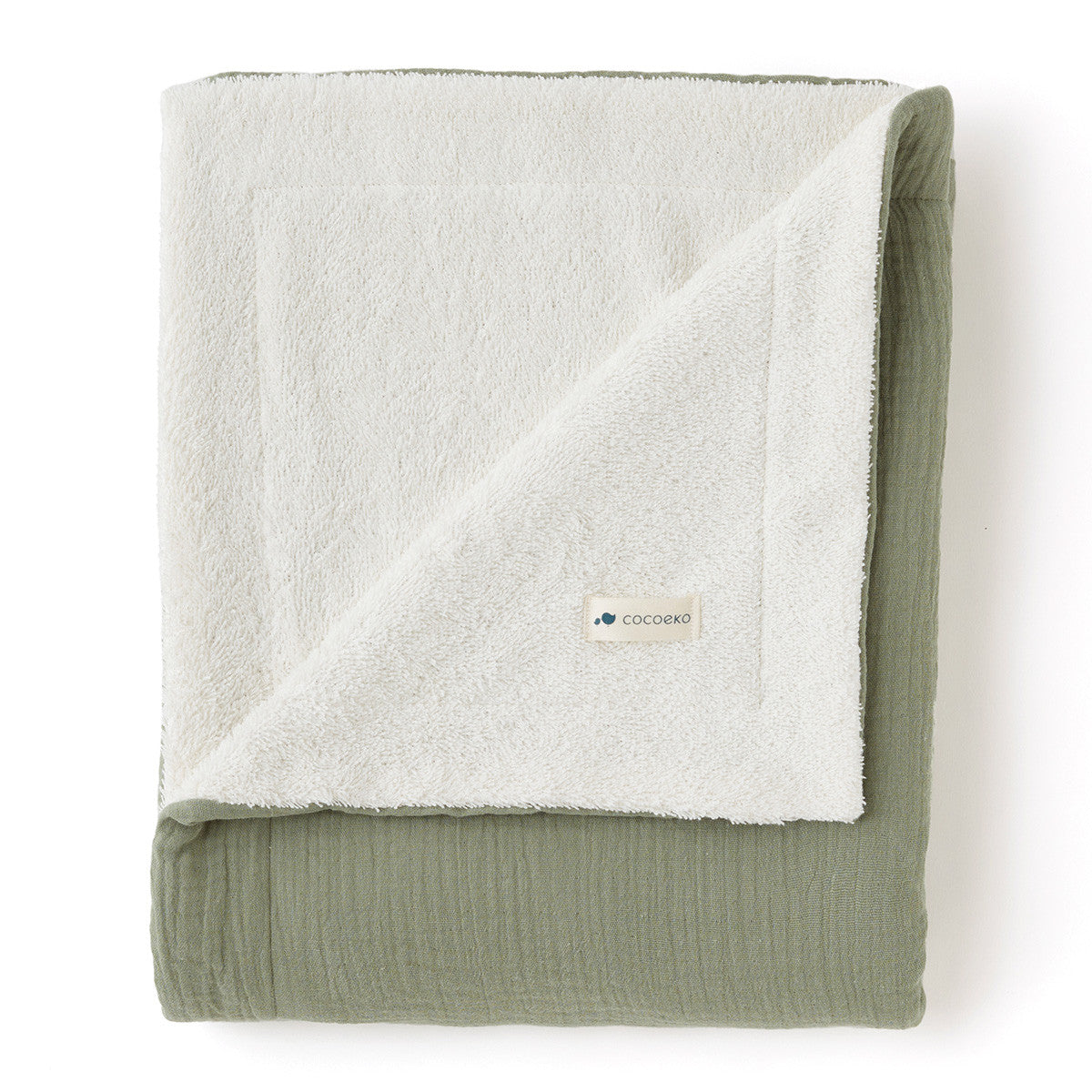 Personalized towel in sage green cotton gauze