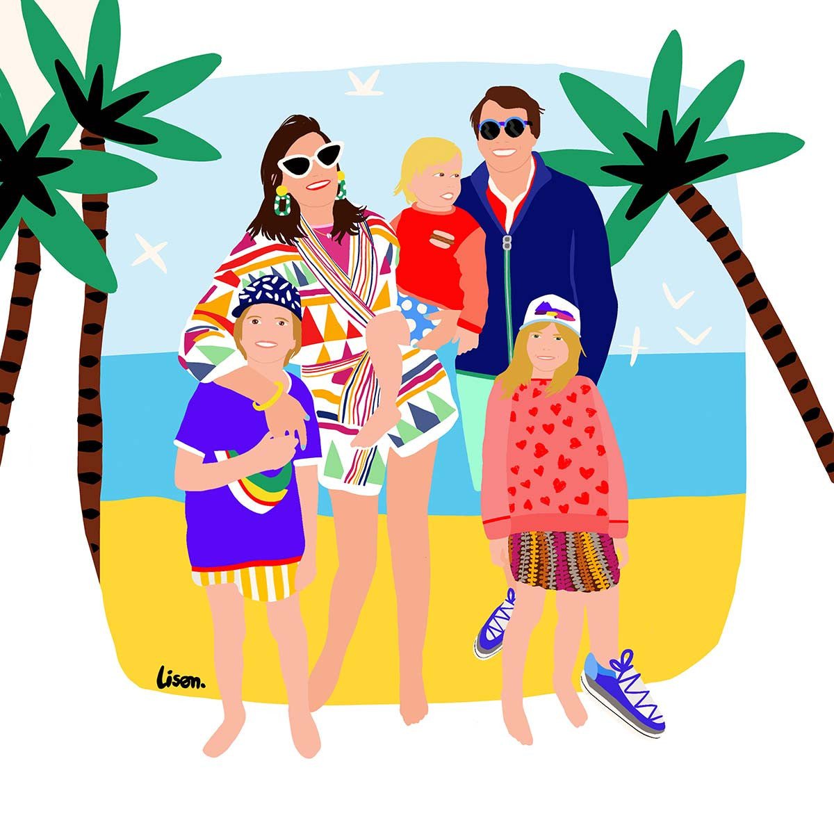 Happy Funky family painting close-up