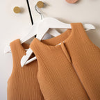 Turbulette gaze de coton camel ouverture devant