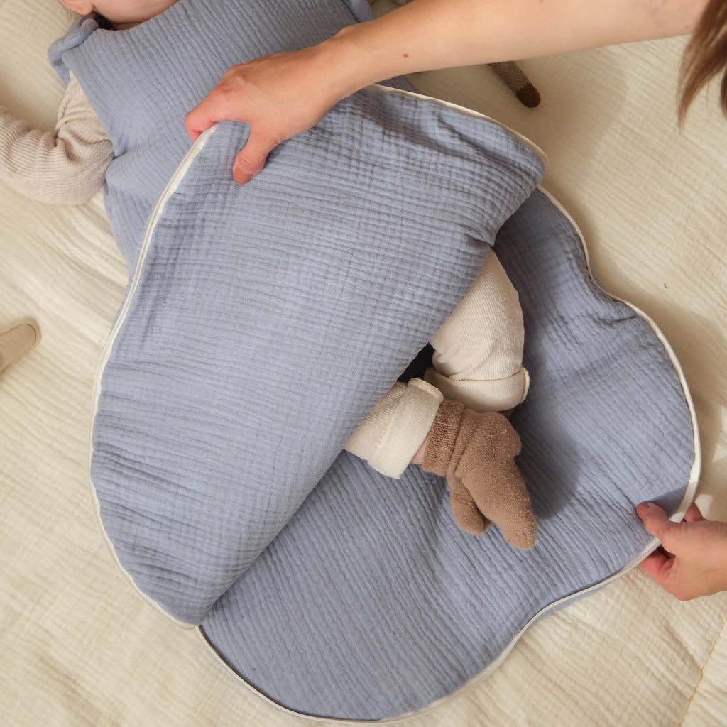 Turbulette tog 2 gaze de coton bleu baltique