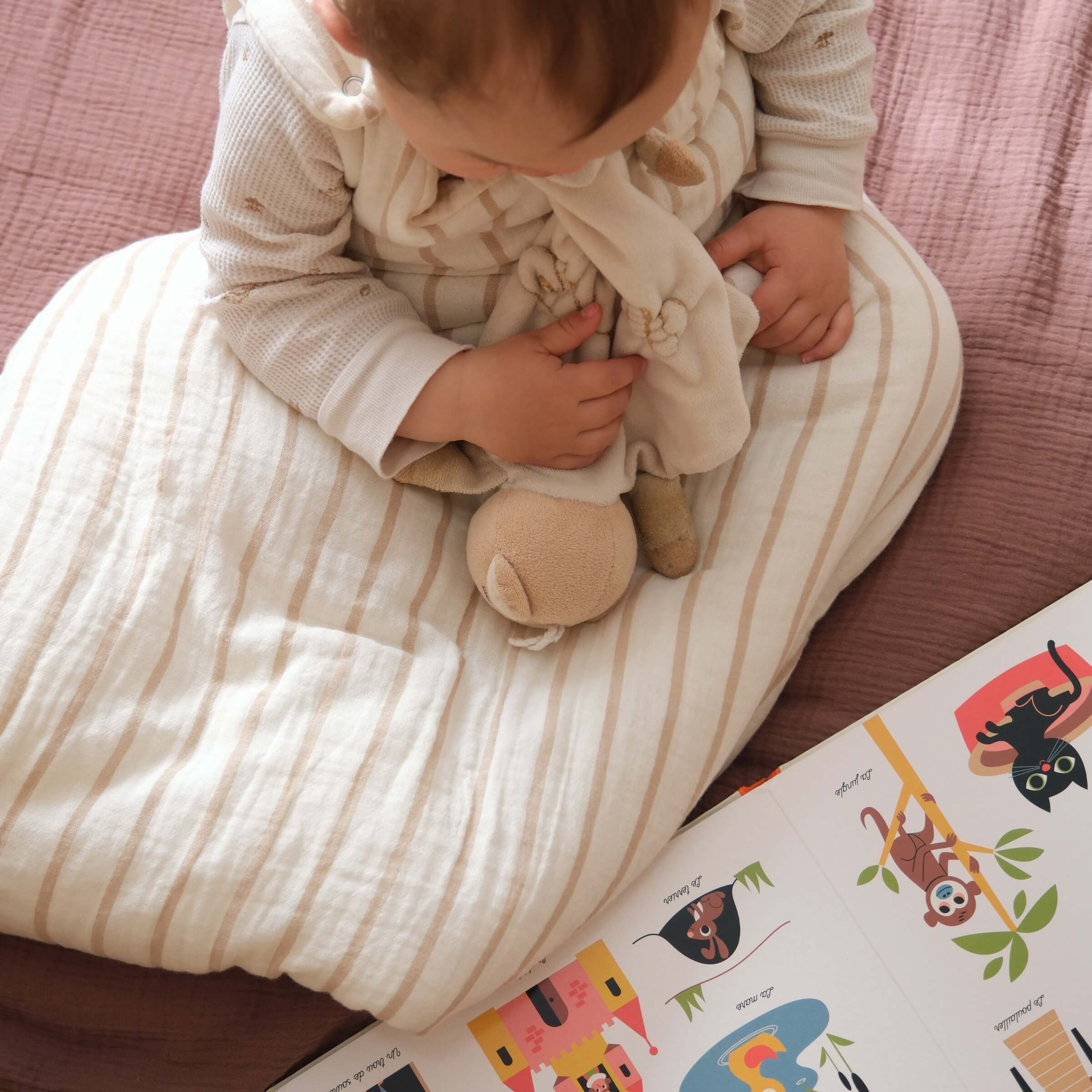 Turbulette tog 2 cotton gauze stripes beige