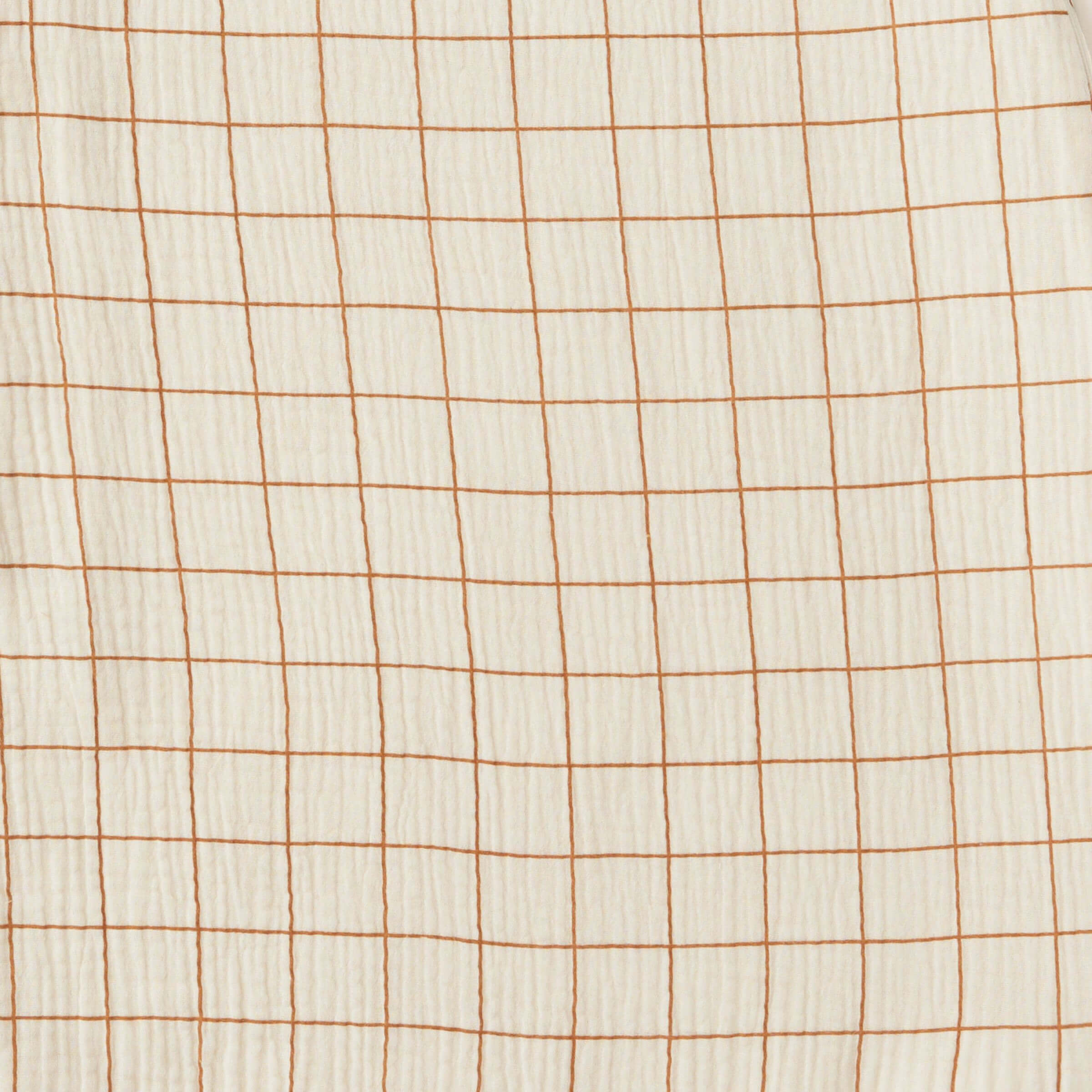 Zoom su rideau gaze de coton carreau camel